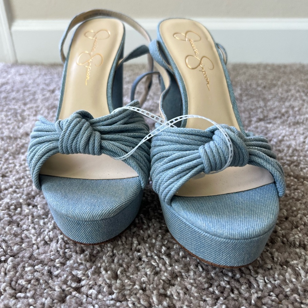 Jessica Simpson Blue Knotted Platform Sandals